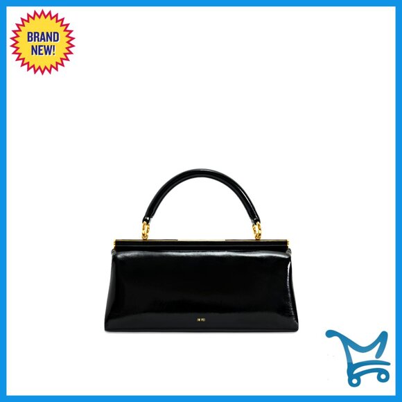 Vegan Leather Top Handle Bag with Adjustable Strap Fits Phone